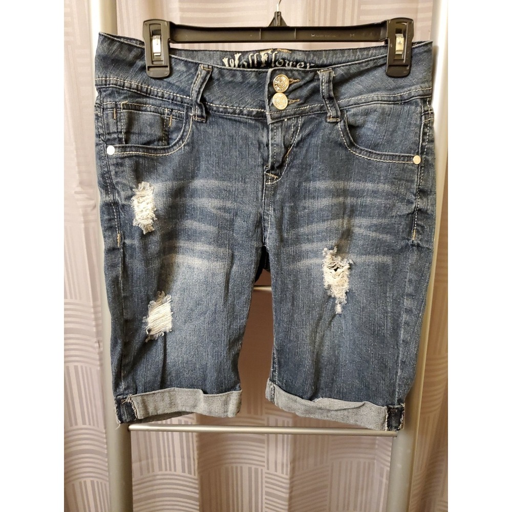 Wallflower Denim Jean Skinny Shorts Junior Size‎ 5 Distressed Low Rise Shorts